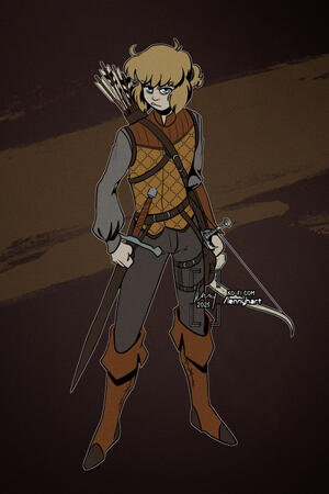 Commission example - full body, full colour w/ background