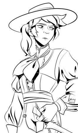 Commission example - half body lineart Commission example - half body lineart