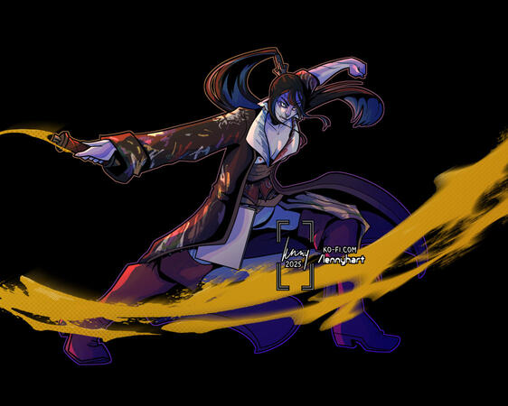 Commission example, full body full colour, flat background