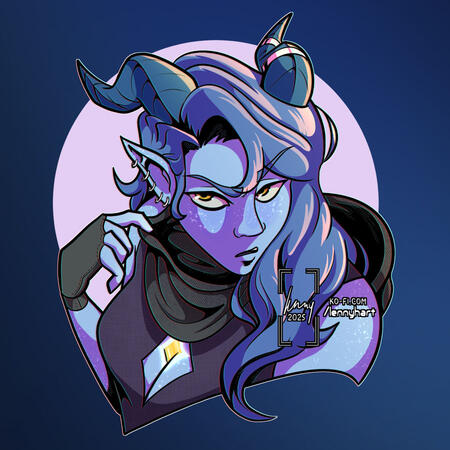 Commission example - bust full colour w/ background