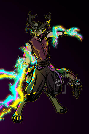 Commission example - full body full colour, gradient background