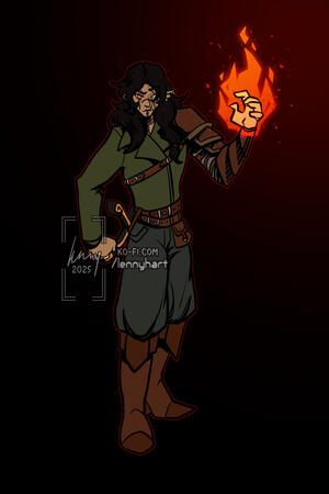 Commission example - full body flat colour, gradient background